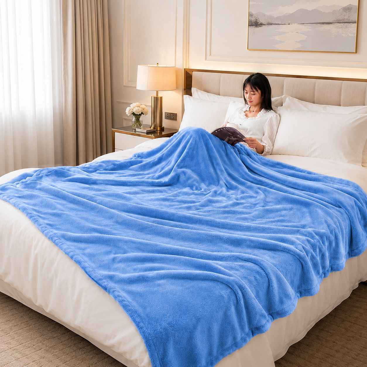 Solid Double Woollen Blanket for All Season-image-45