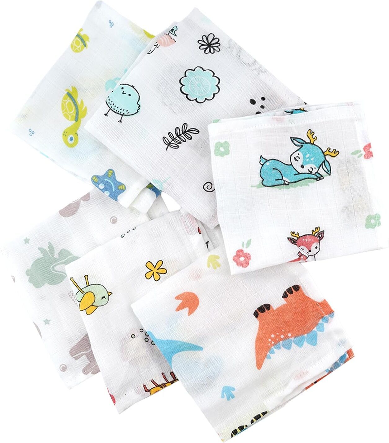 jayambey enterprises Muslin Cotton Cartoon Printed Baby Washcloths & Face Towels (Pack of 6) ["Multicolor"] Handkerchief-image-42