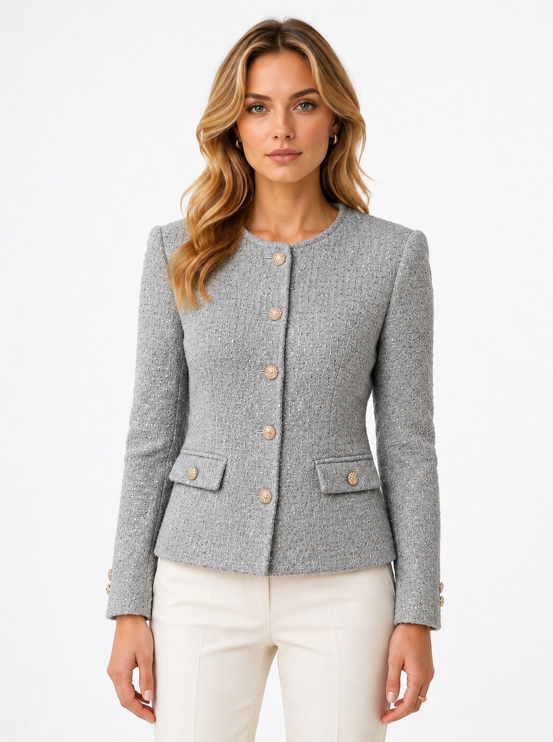 lasoon Women Woven Single Breasted Casual, Formal, Party Blazer-picture-19