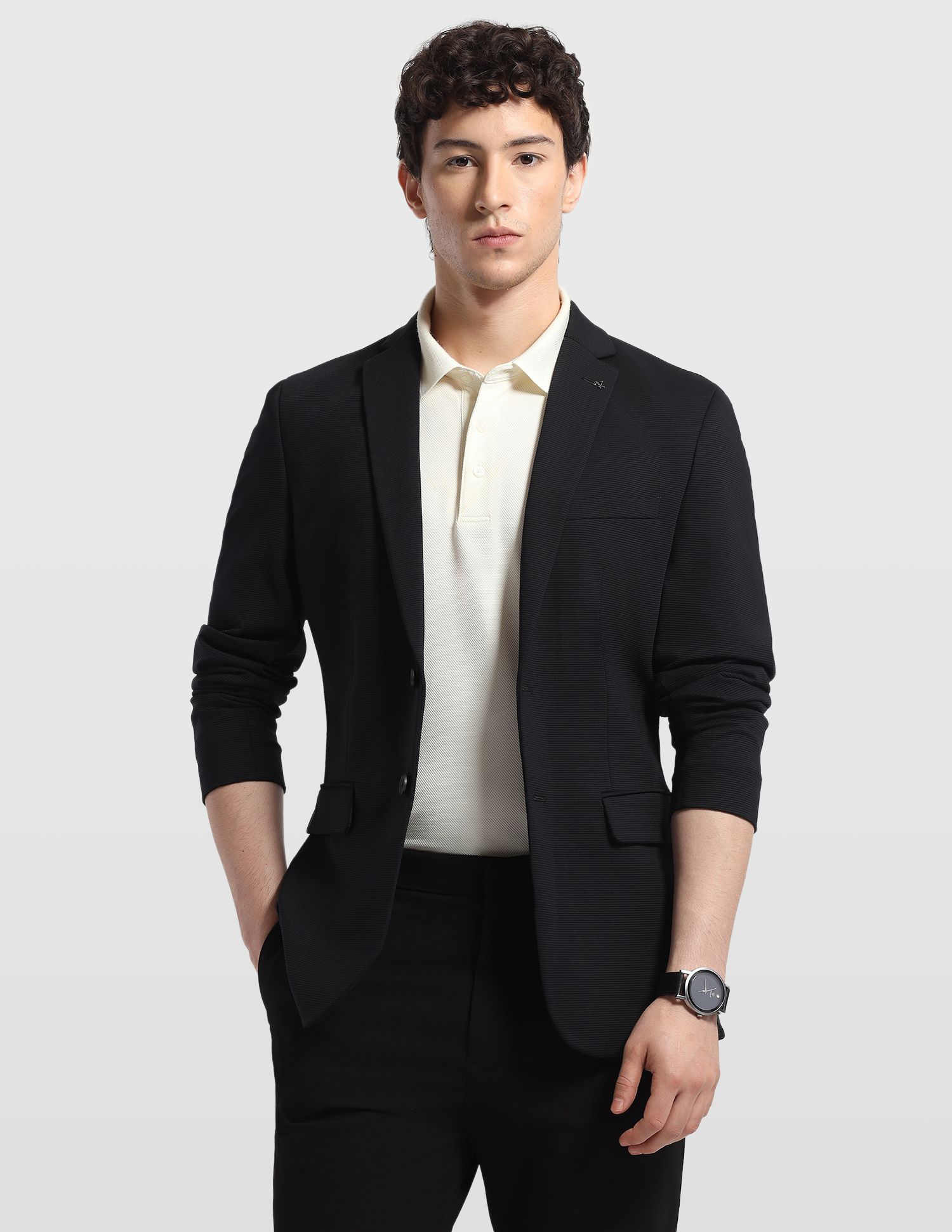 arrow newyork Men Self Design Single Breasted Formal Blazer-picture-11