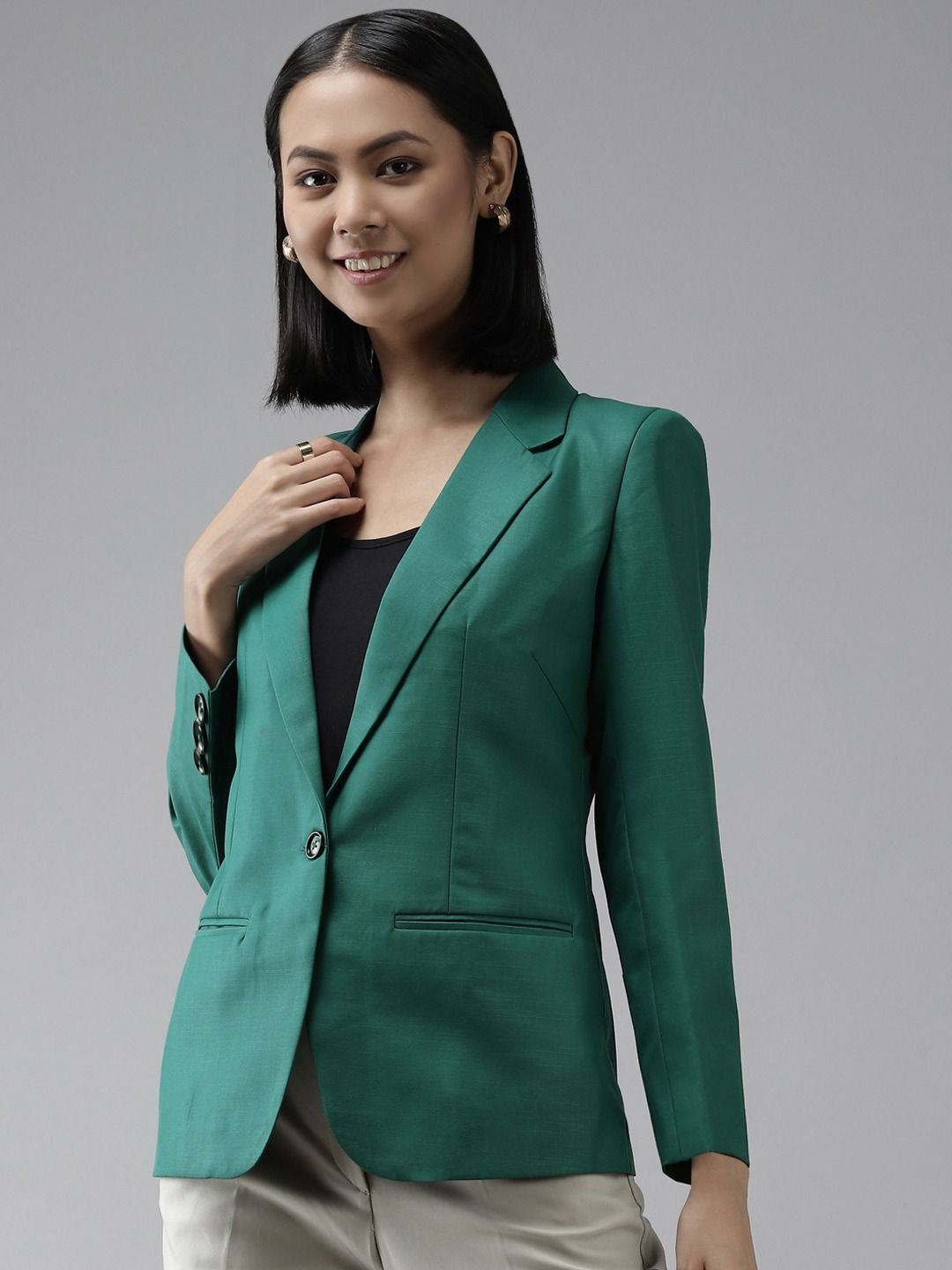 sanjitgarments Women Solid Single Breasted Casual Blazer-picture-25
