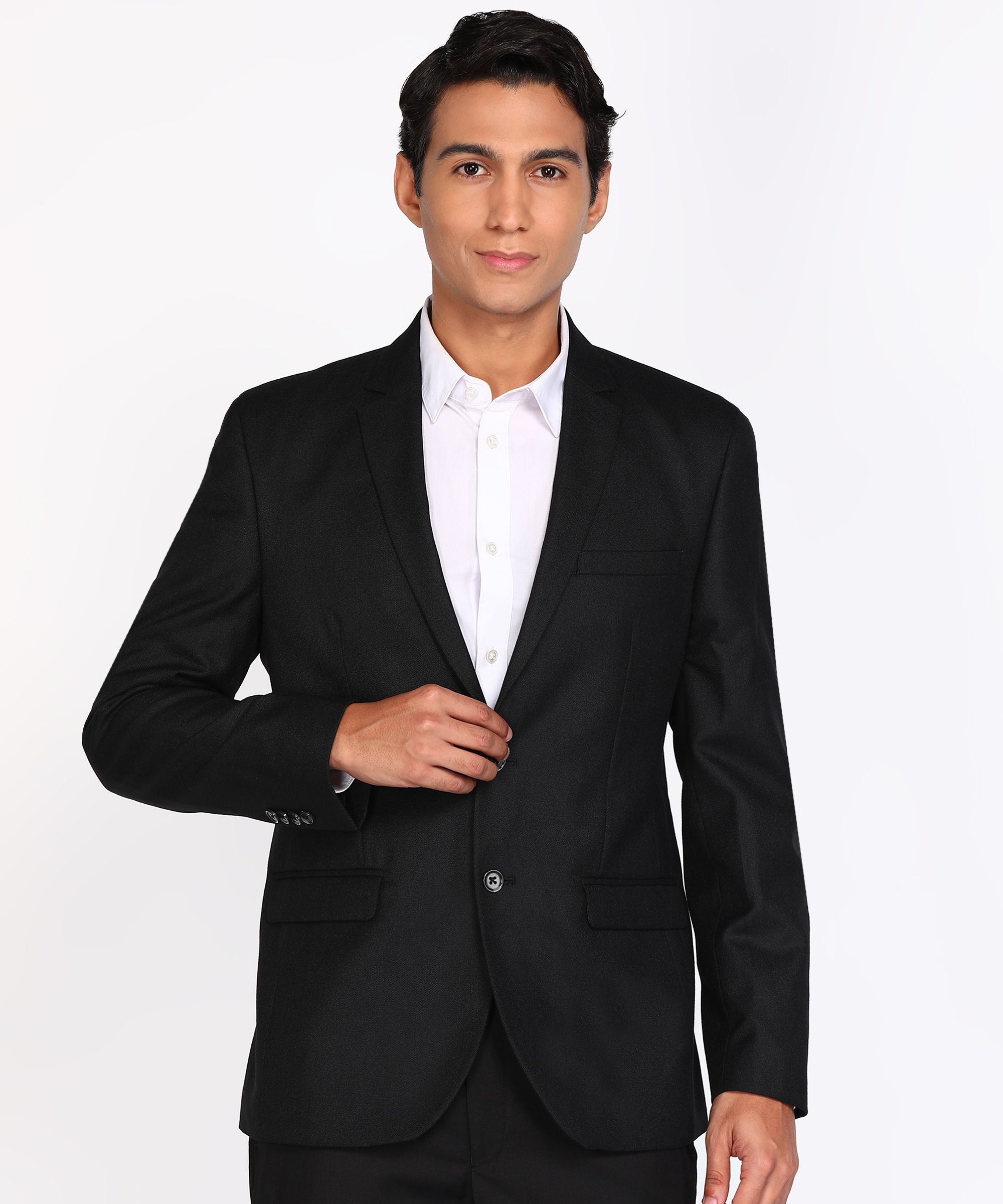 park avenue Men Solid Single Breasted Formal Blazer-picture-18