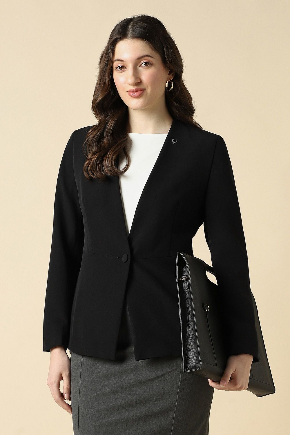 allen solly Women Solid Single Breasted Formal Blazer-picture-19