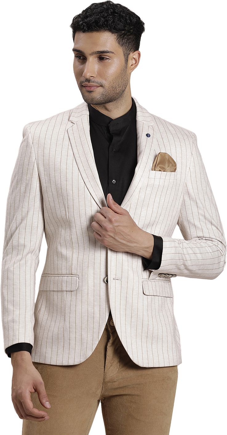 turtle Men Striped Single Breasted Casual Blazer-picture-14