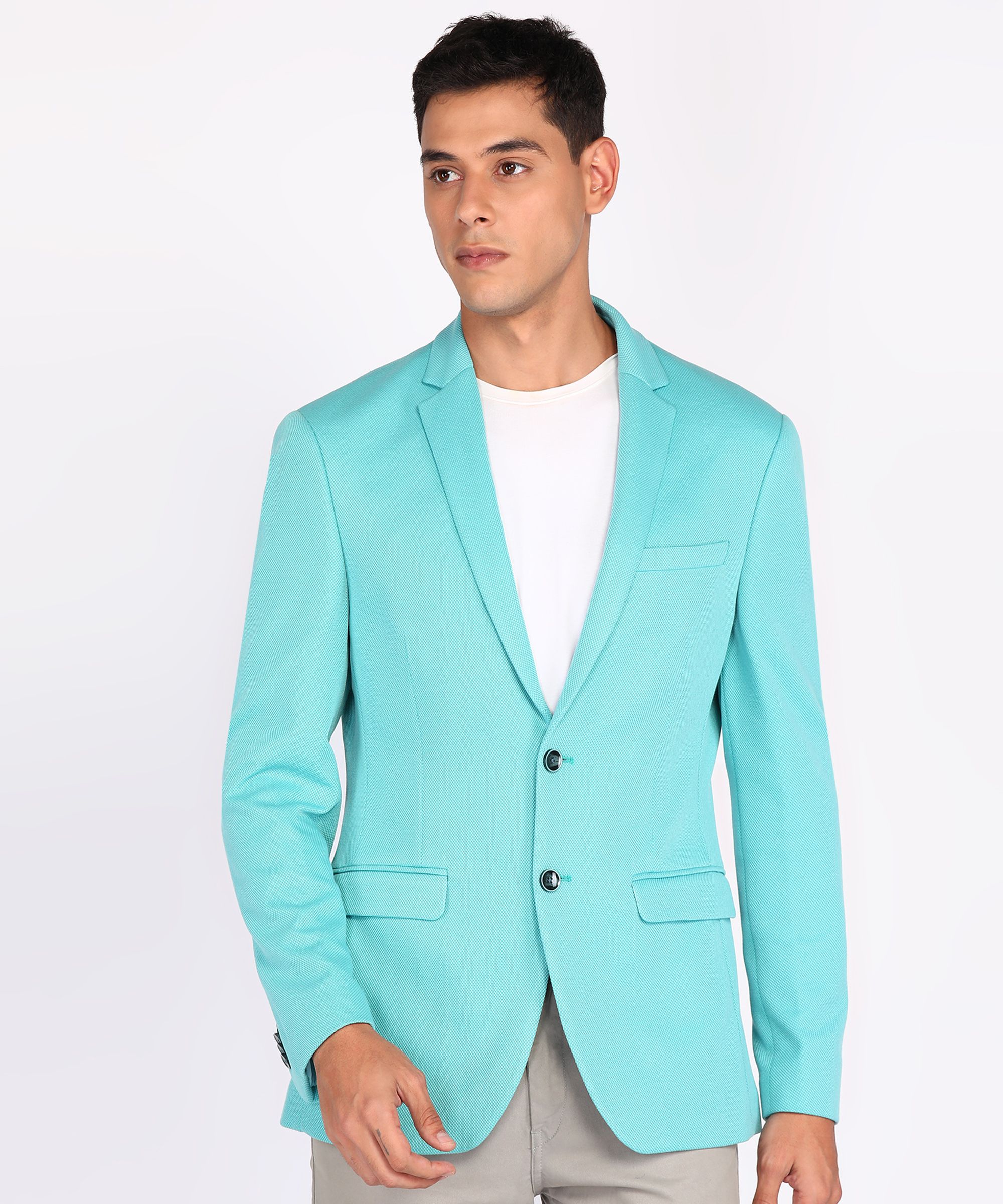 Men Self Design Single Breasted Formal Blazer-image-26
