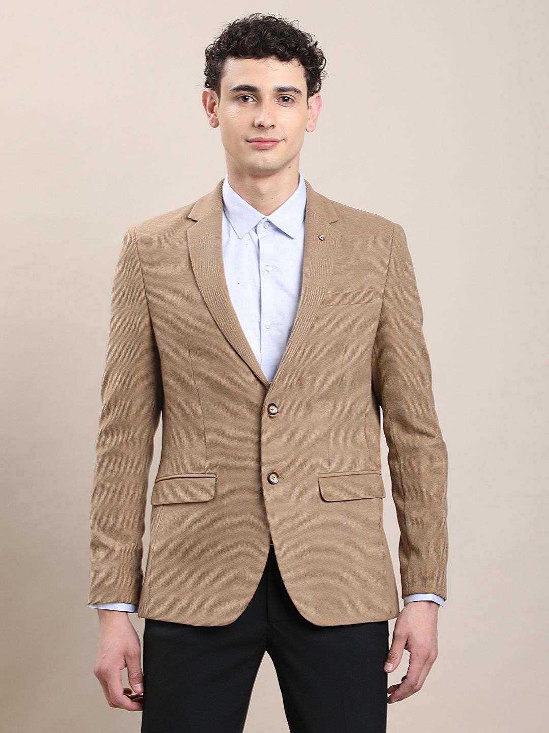 Men Solid Single Breasted Casual Blazer
