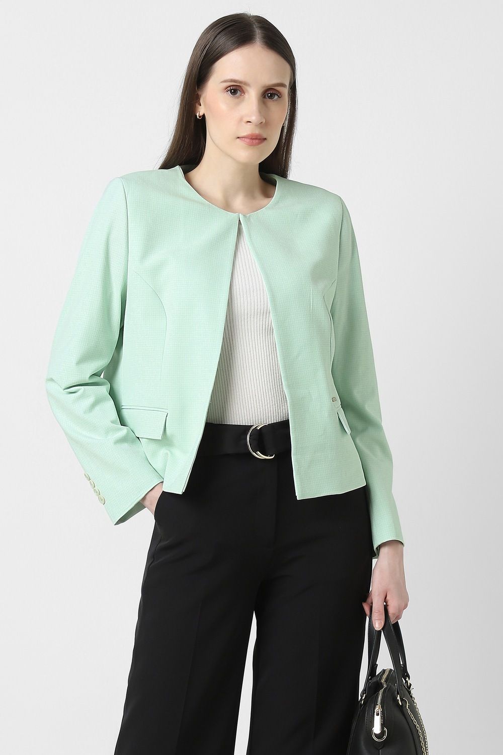 van heusen Women Solid Single Breasted Formal Blazer-picture-32