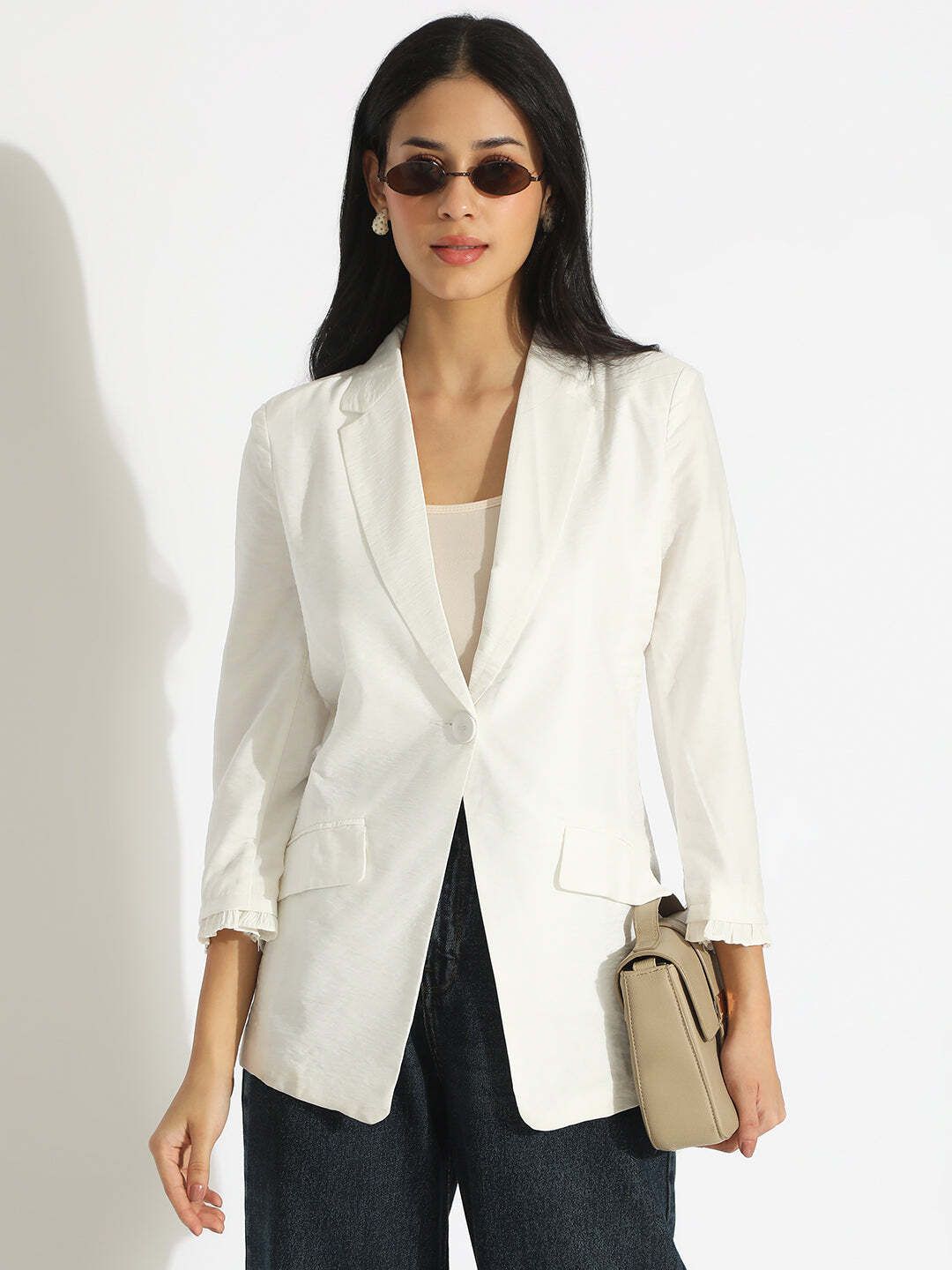 showoffff Women Solid Single Breasted Formal Blazer-picture-15