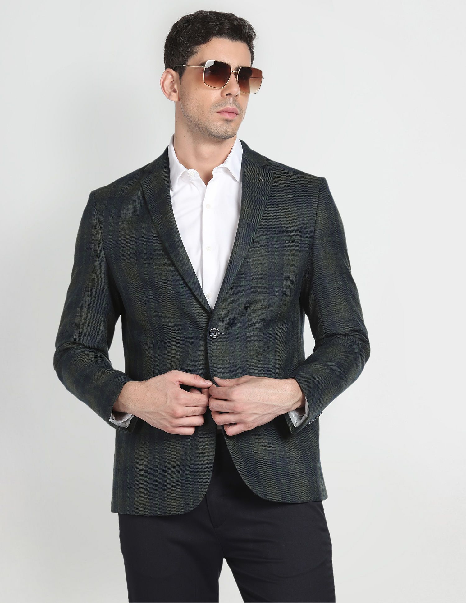 arrow Men Checkered Single Breasted Formal Blazer-picture-28