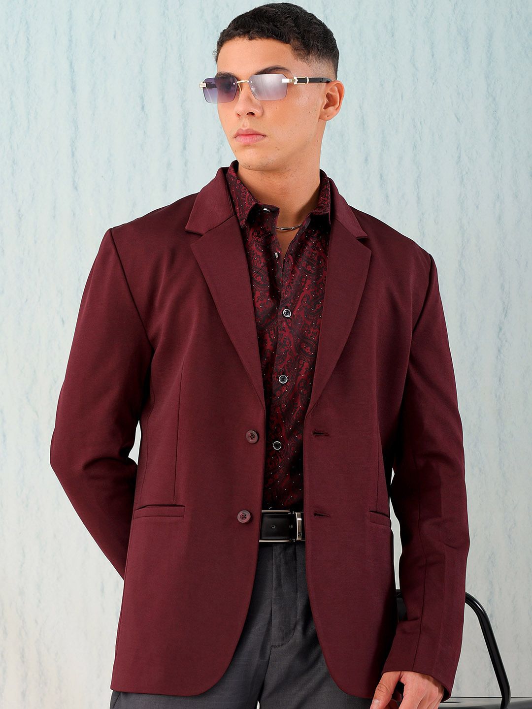 the indian garage co. Men Solid Single Breasted Casual Blazer-picture-11