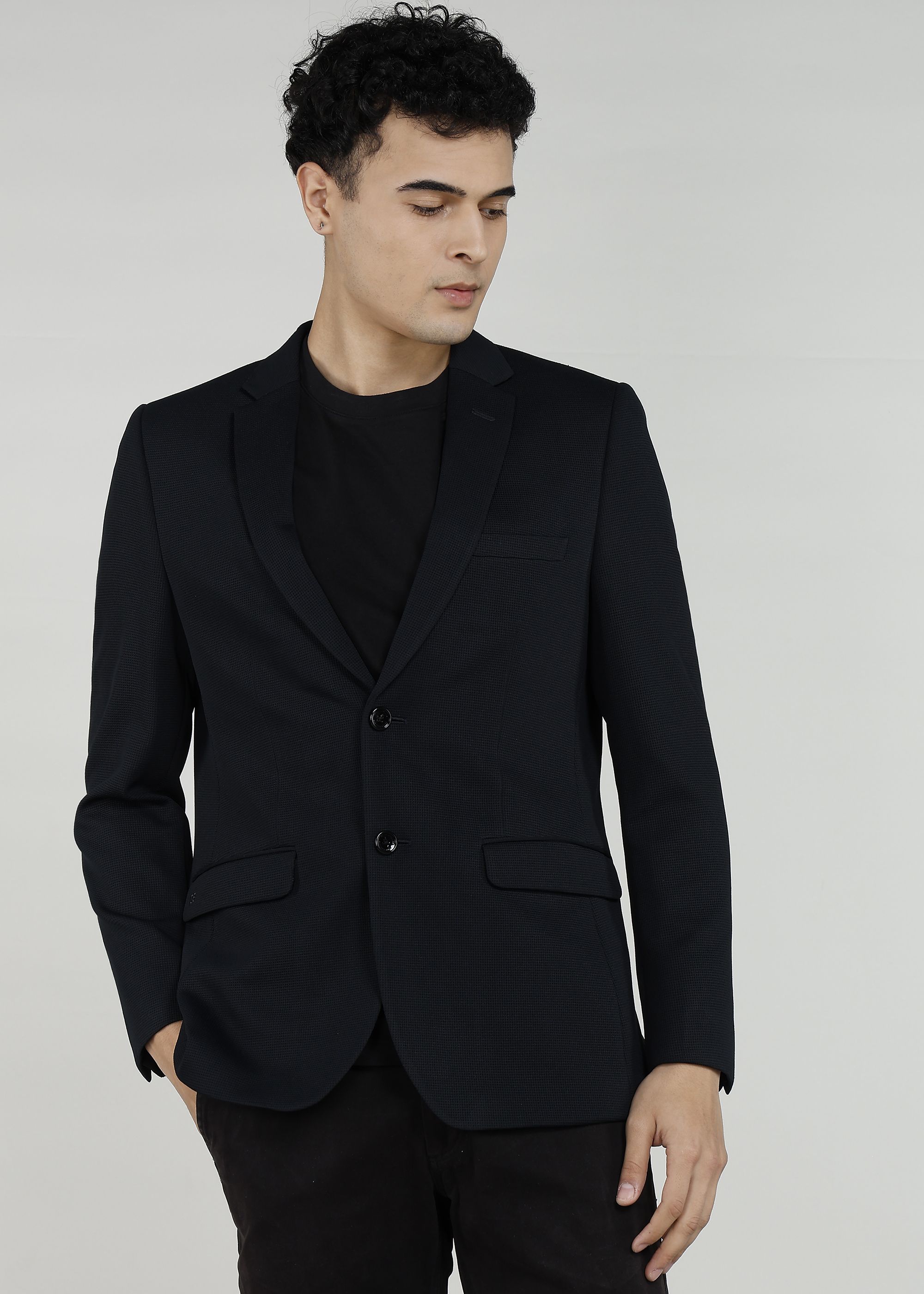 peter england Men Self Design Double Breasted Casual Blazer-picture-26