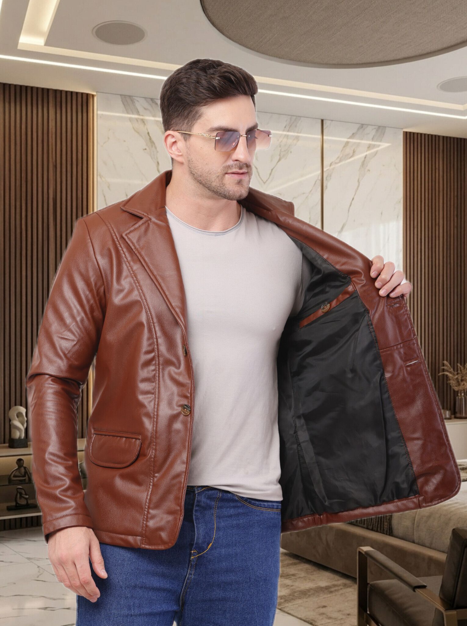 glycon Men Solid Single Breasted Casual Blazer-picture-20