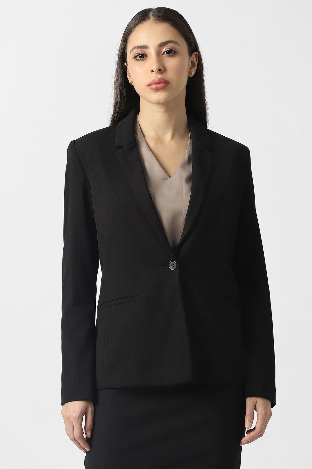 van heusen Women Solid Single Breasted Formal Blazer-picture-17