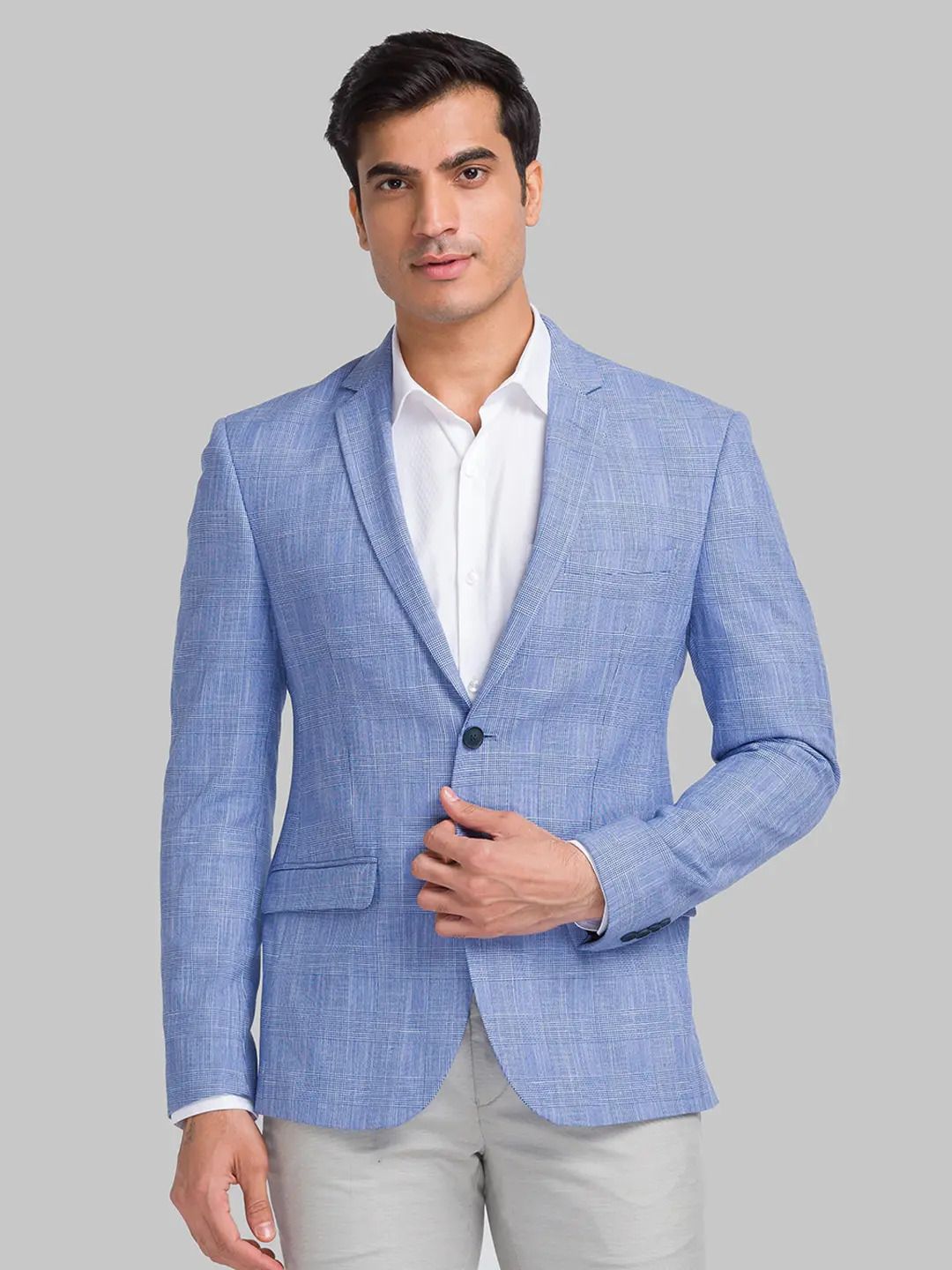 park avenue Men Checkered Single Breasted Casual Blazer-picture-37