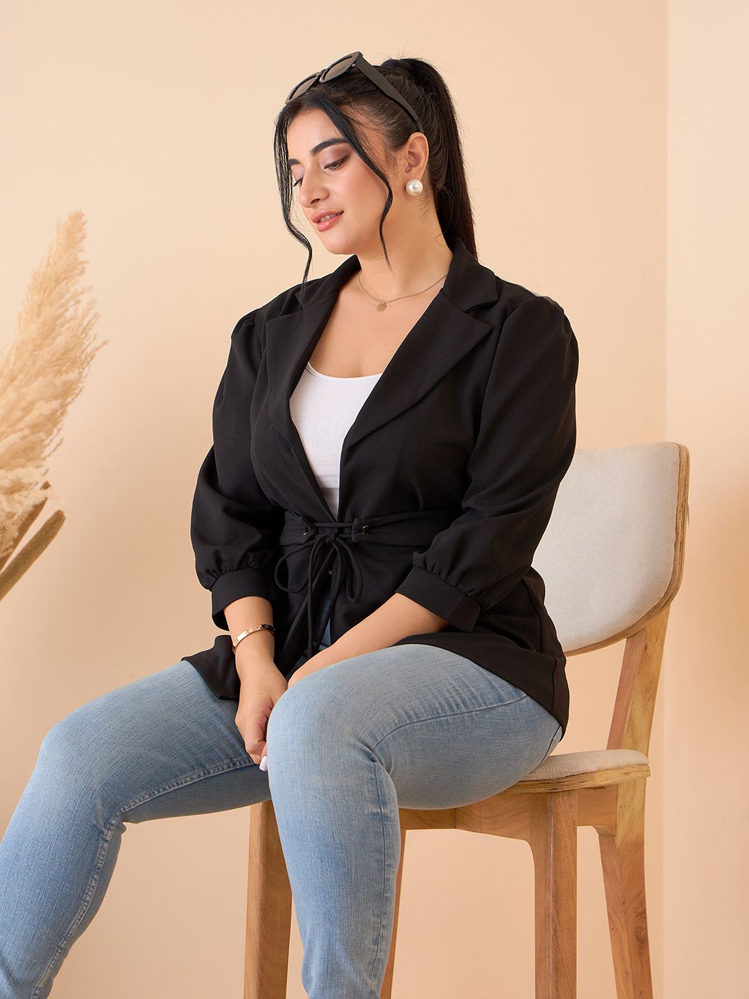 curve by kassually Women Solid Single Breasted Casual Blazer-picture-16