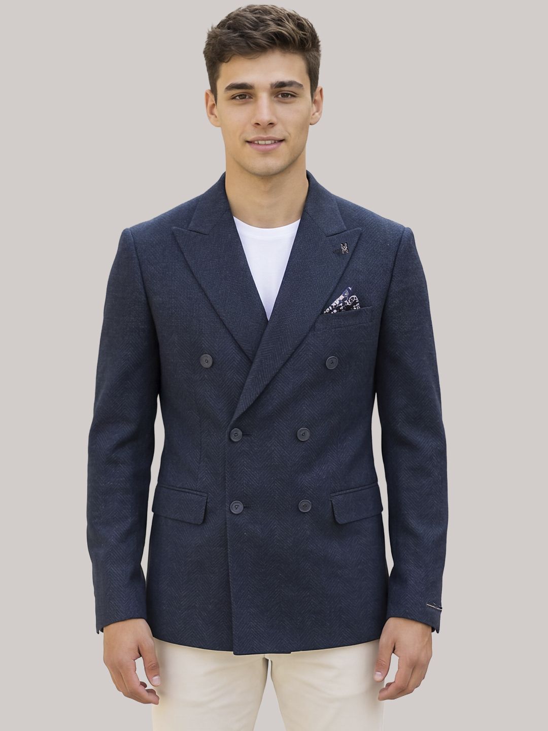 killer Men Self Design Double Breasted Casual Blazer-picture-27