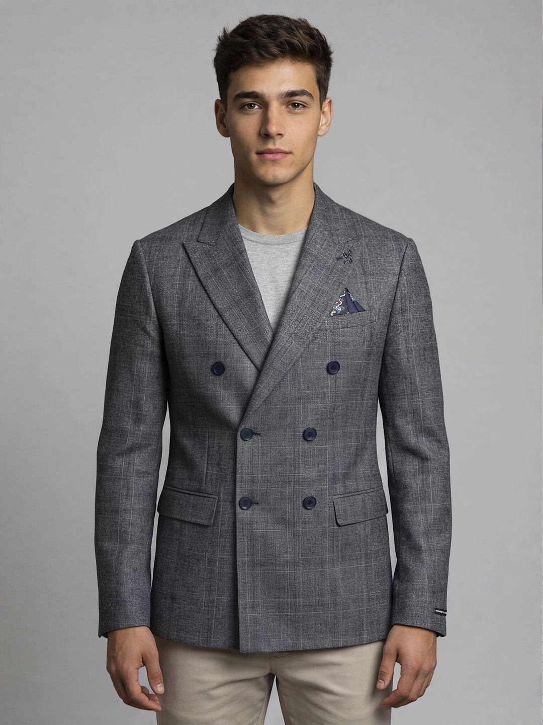 killer Men Checkered Double Breasted Casual Blazer-picture-27