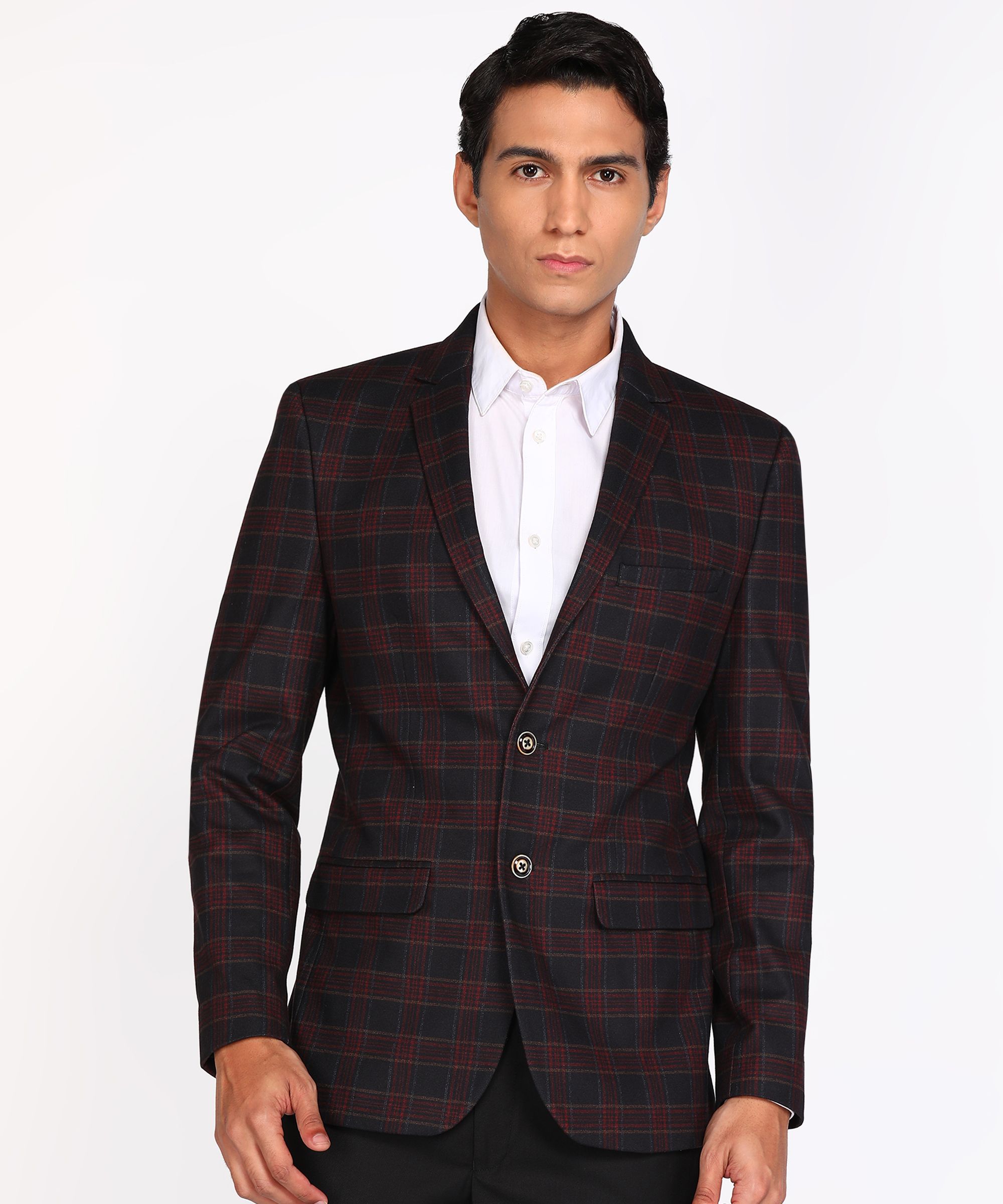 park avenue Men Checkered Single Breasted Formal Blazer-picture-10