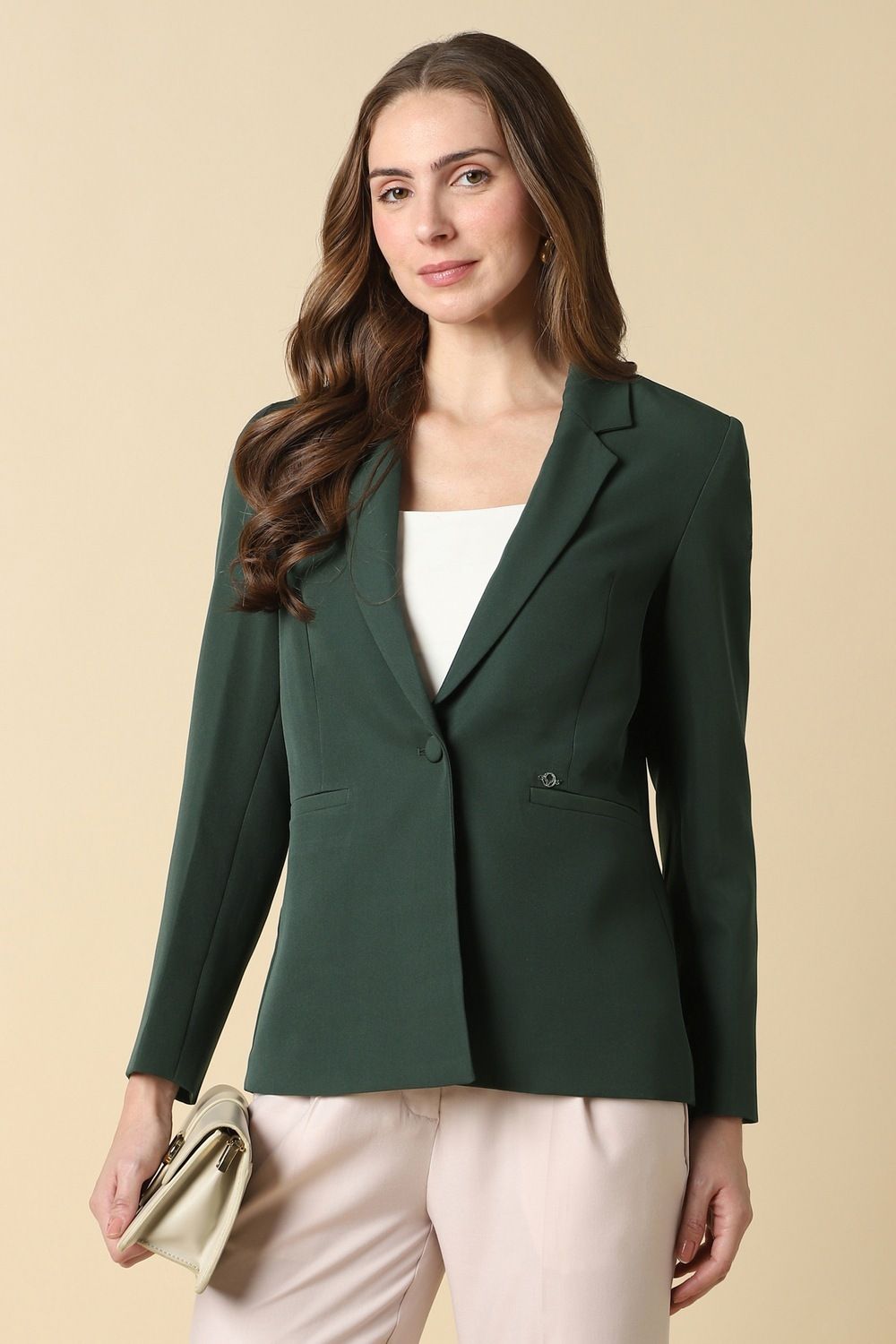 allen solly Women Solid Single Breasted Formal Blazer-picture-34