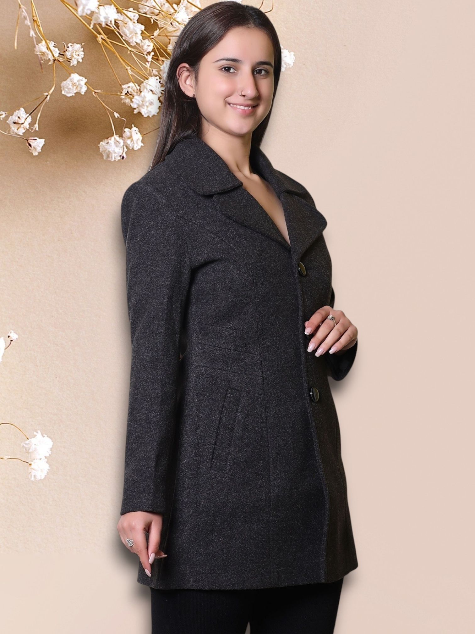 peeppzzoo Women Solid Double Breasted Casual Blazer-picture-12