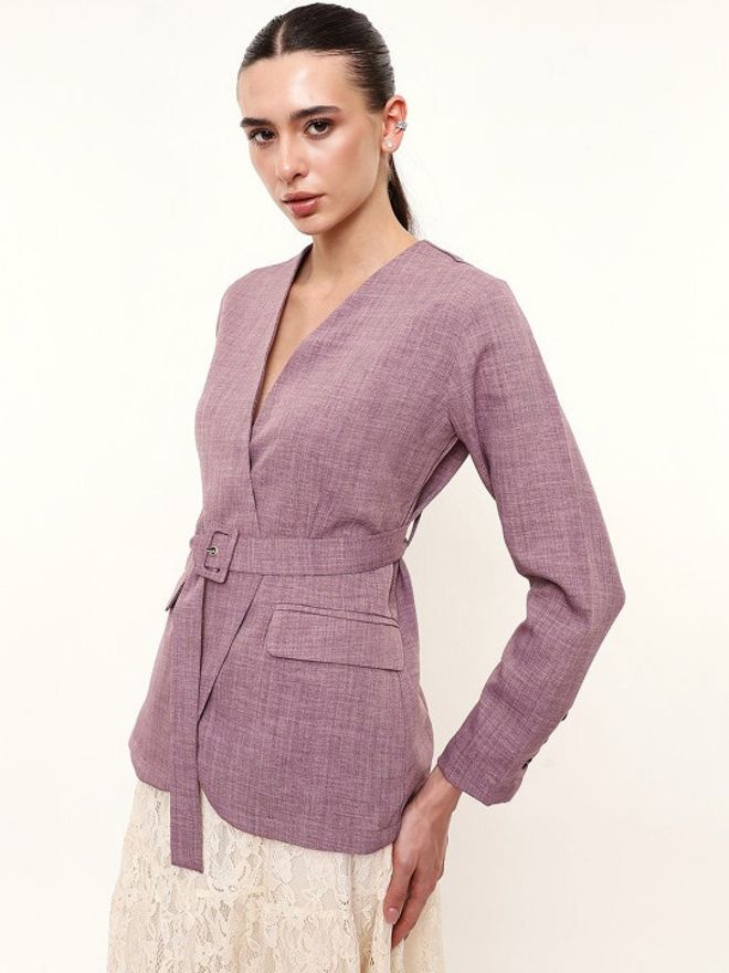 dl woman Women Solid Single Breasted Casual Blazer-picture-4