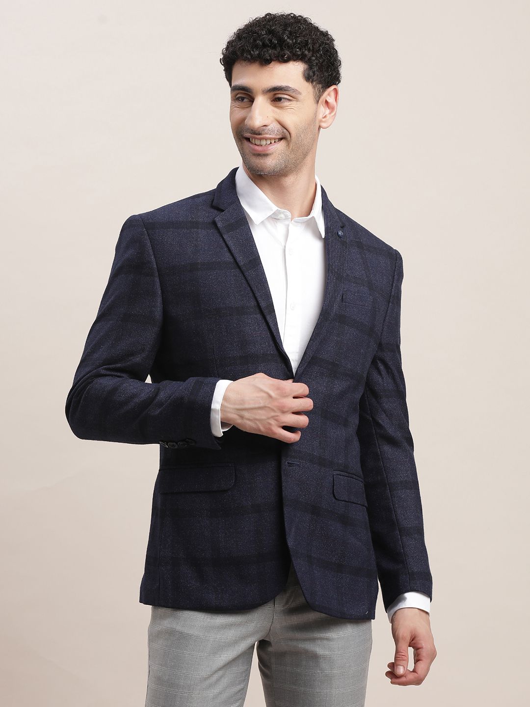 turtle Men Checkered Single Breasted Casual Blazer-picture-19