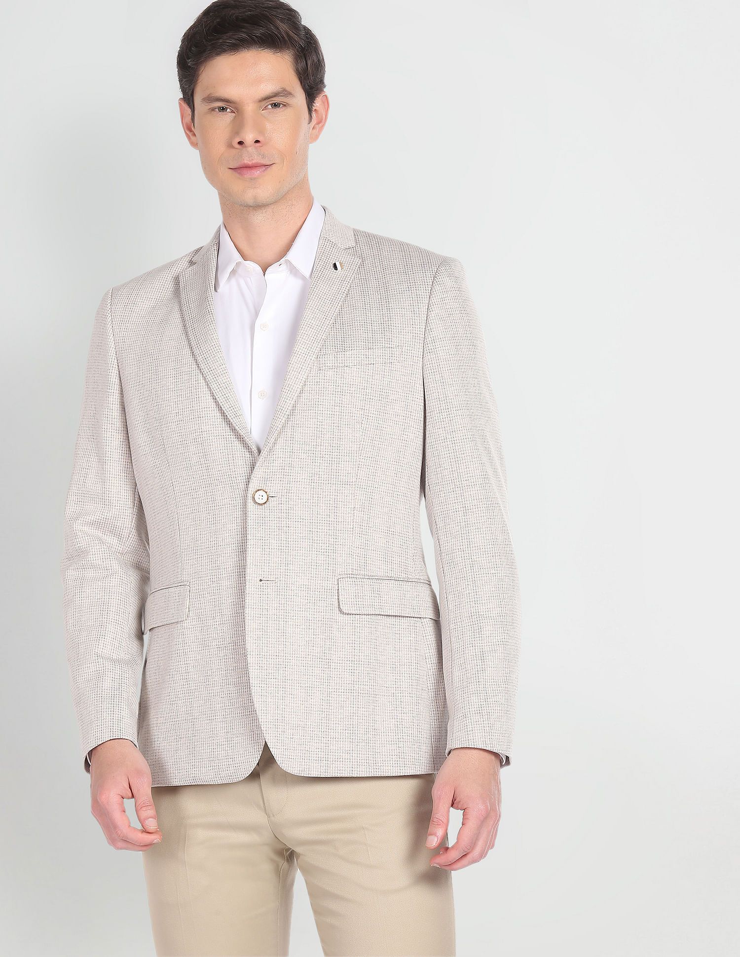 arrow Men Self Design Single Breasted Formal Blazer-picture-26