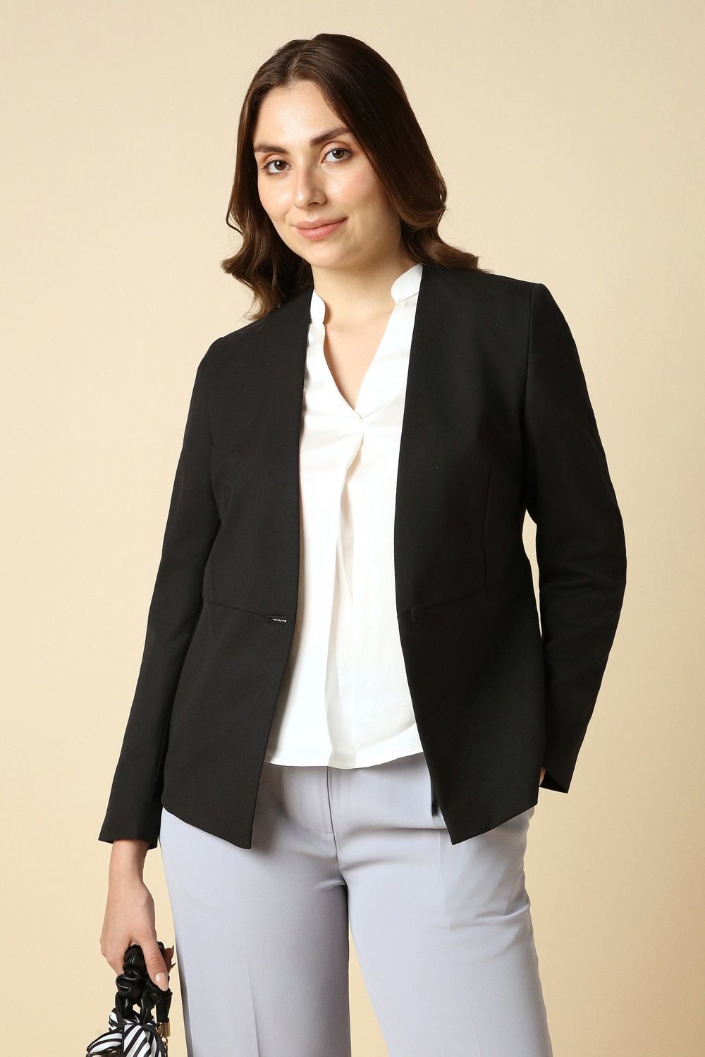 allen solly Women Solid Single Breasted Formal Blazer-picture-28