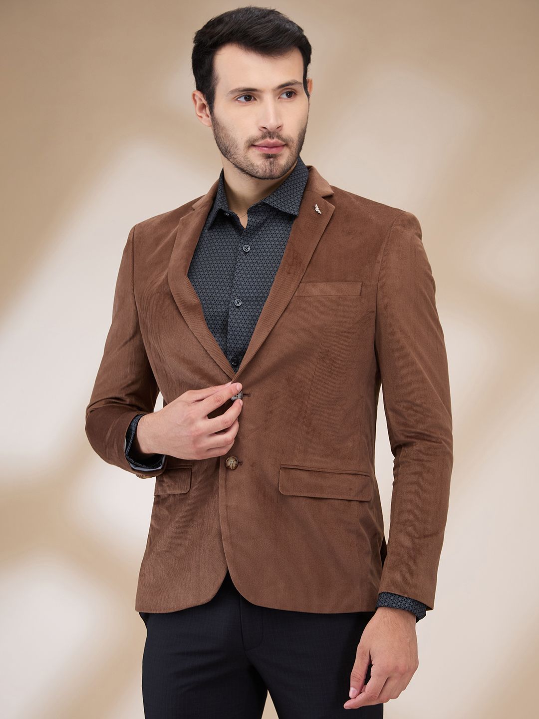 park avenue Men Self Design Double Breasted Formal Blazer-picture-15