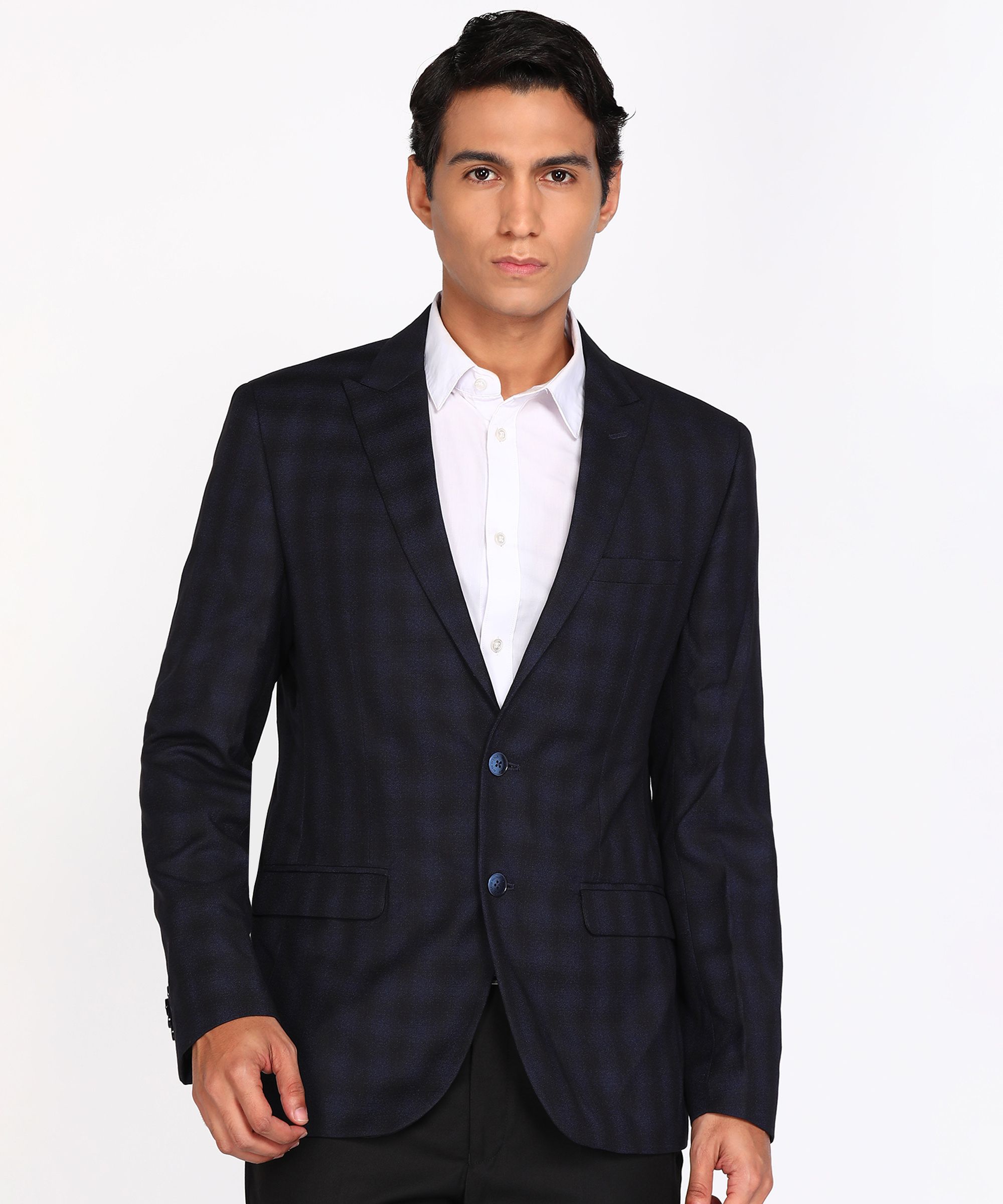 Men Checkered Single Breasted Formal Blazer-image-31