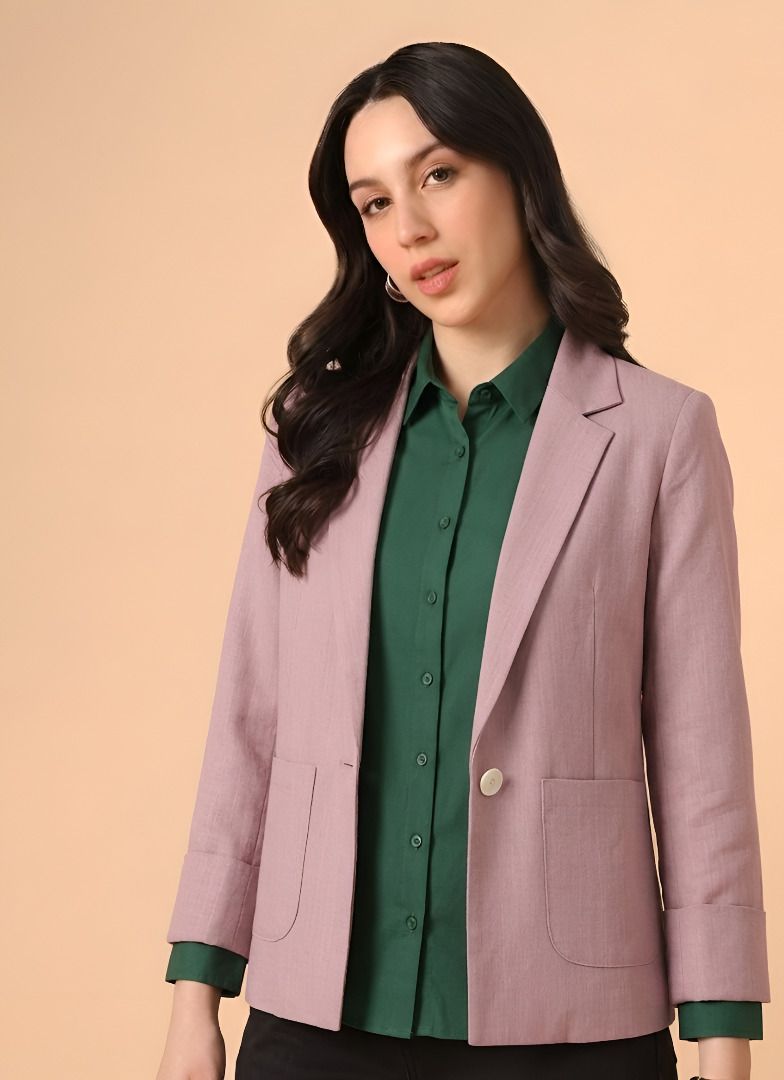 purever india Women Solid Single Breasted Casual Blazer-picture-10