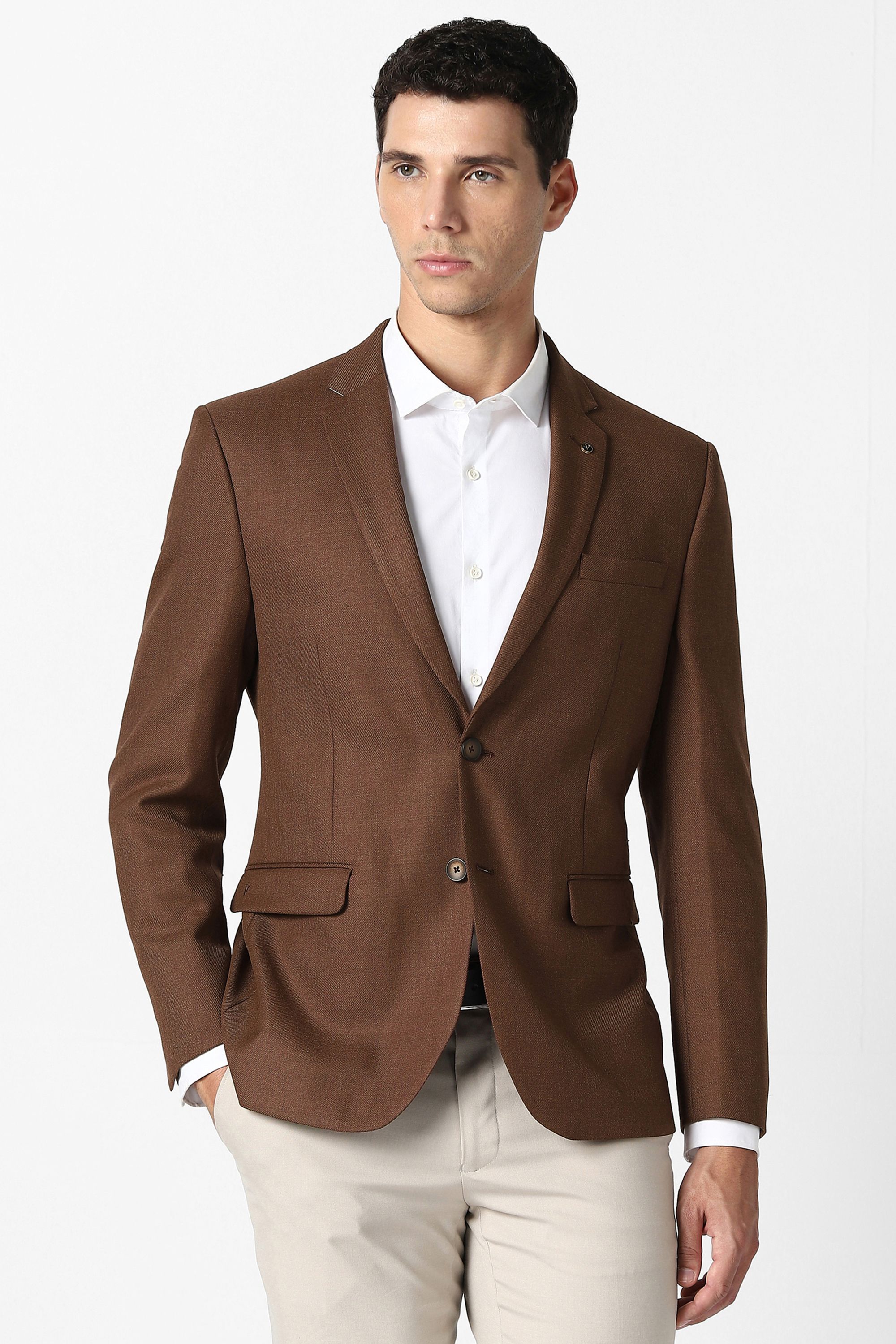 van heusen Men Self Design Single Breasted Formal Blazer-picture-30