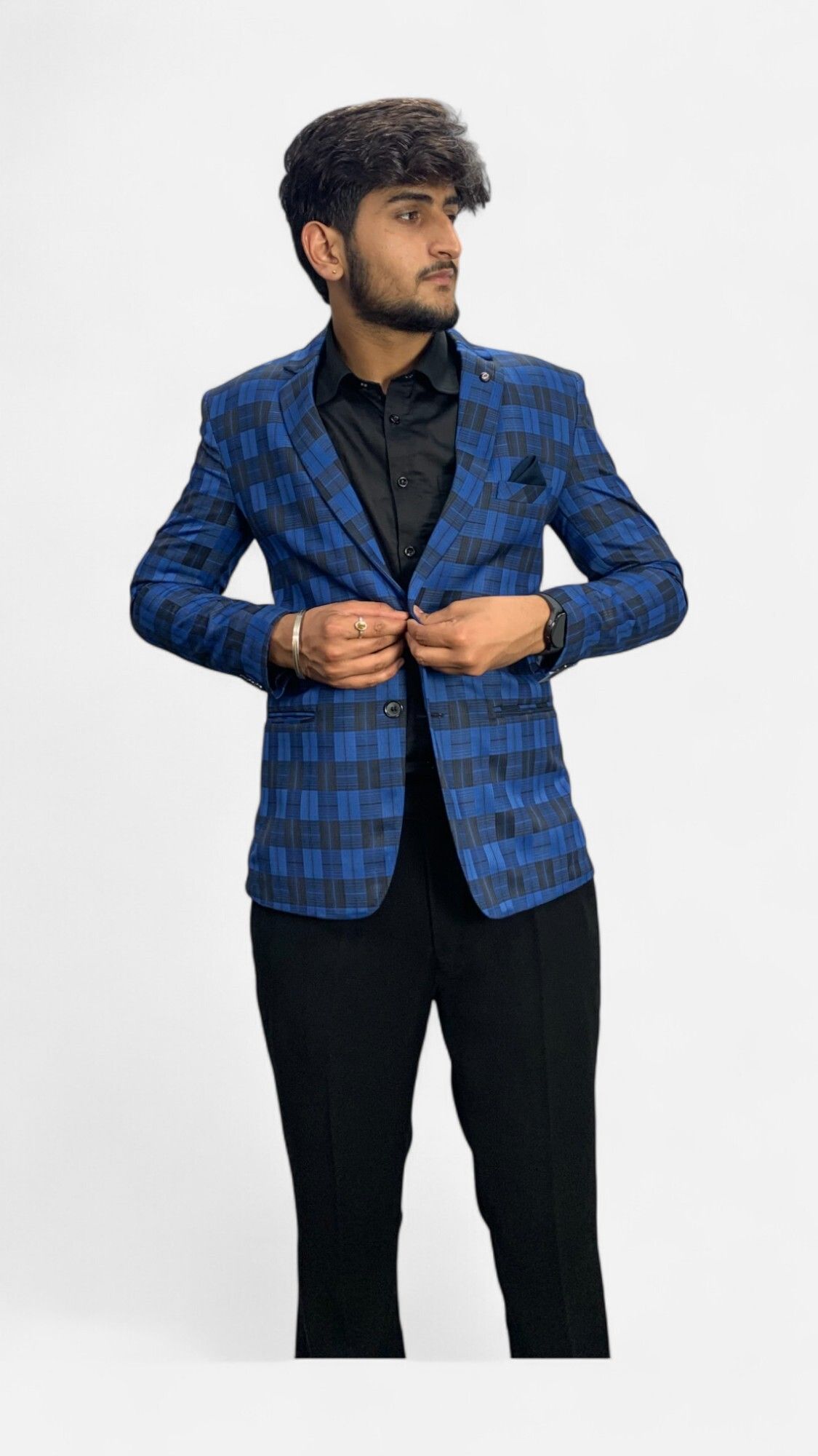 gargian master cut Men Checkered Single Breasted Formal, Party Blazer-picture-10