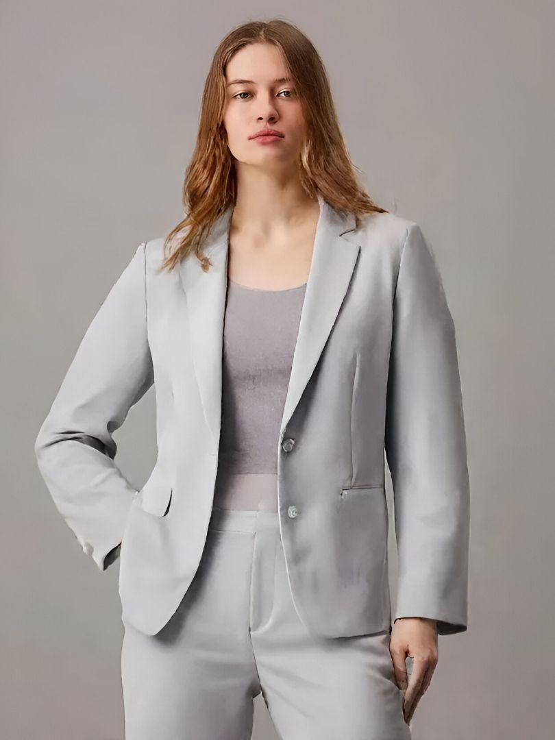 Women Solid Single Breasted Formal Blazer