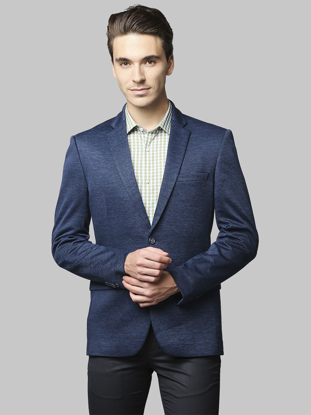 park avenue Men Solid Single Breasted Formal Blazer-picture-36