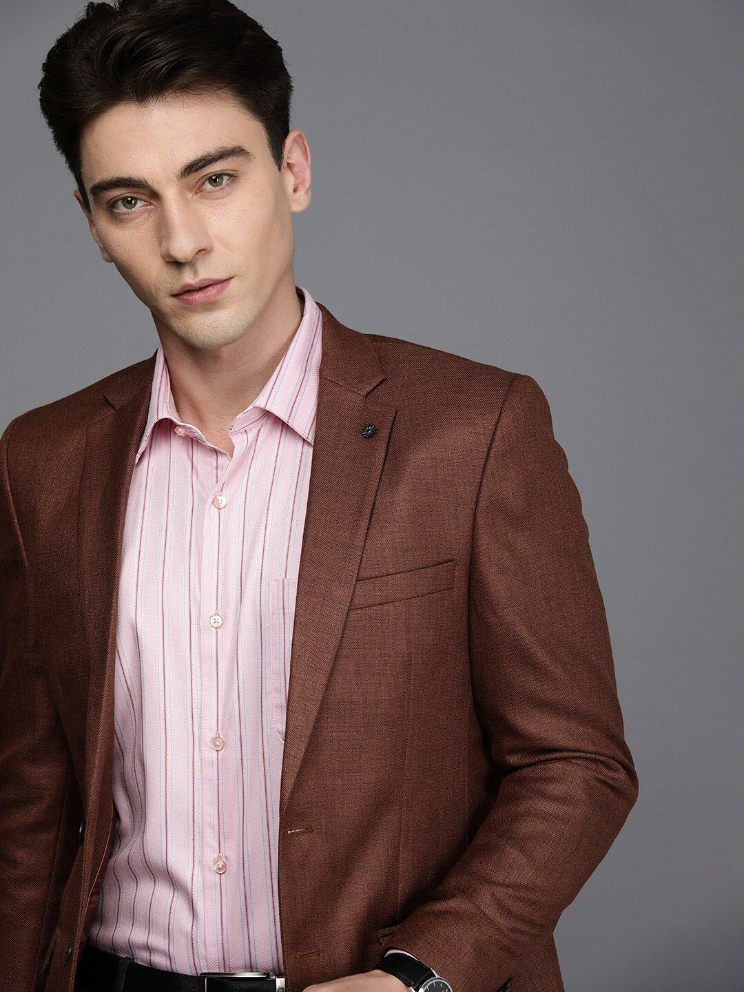 raymond Men Solid Single Breasted Formal Blazer-picture-14