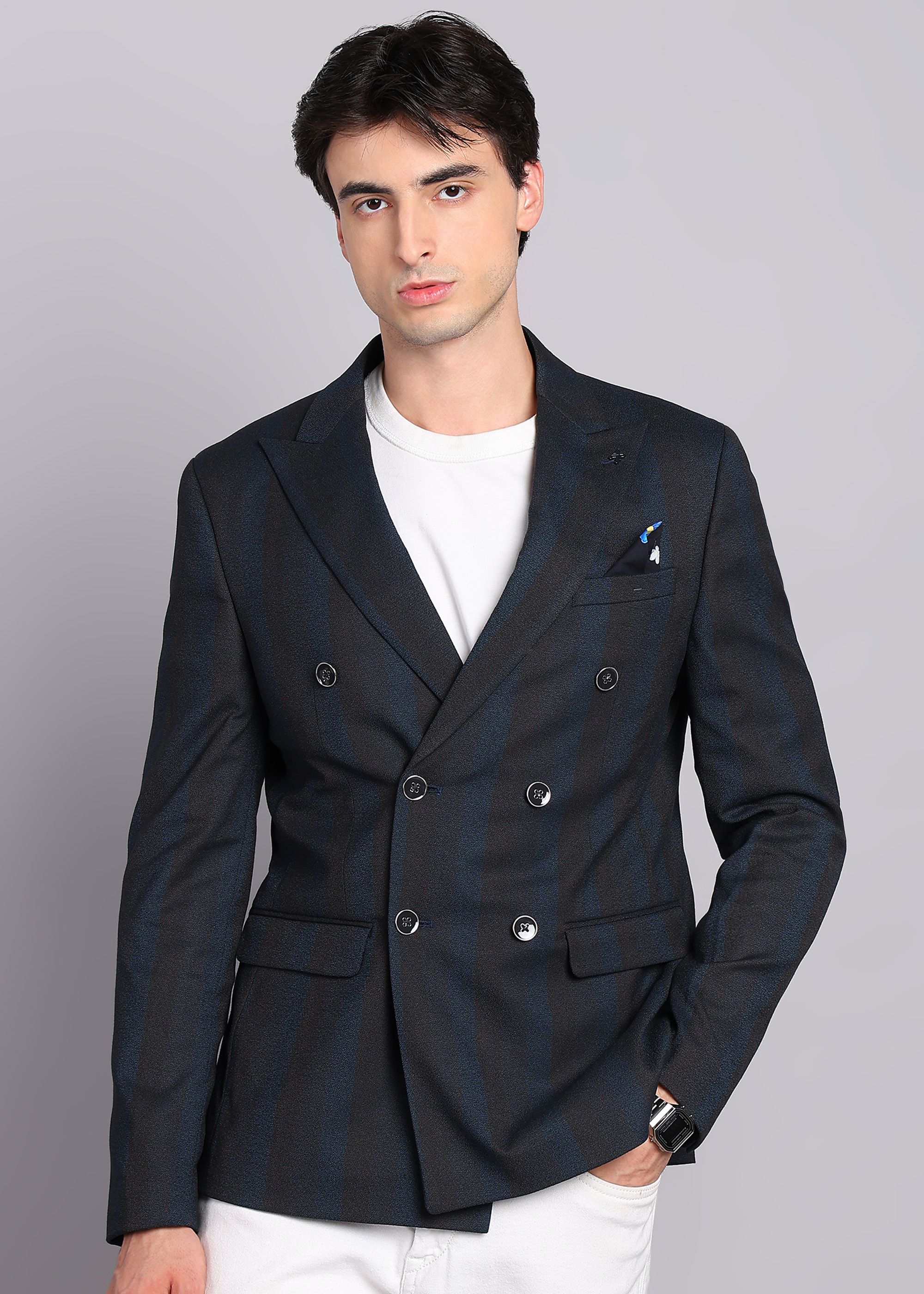 killer Men Striped Double Breasted Casual Blazer-picture-17