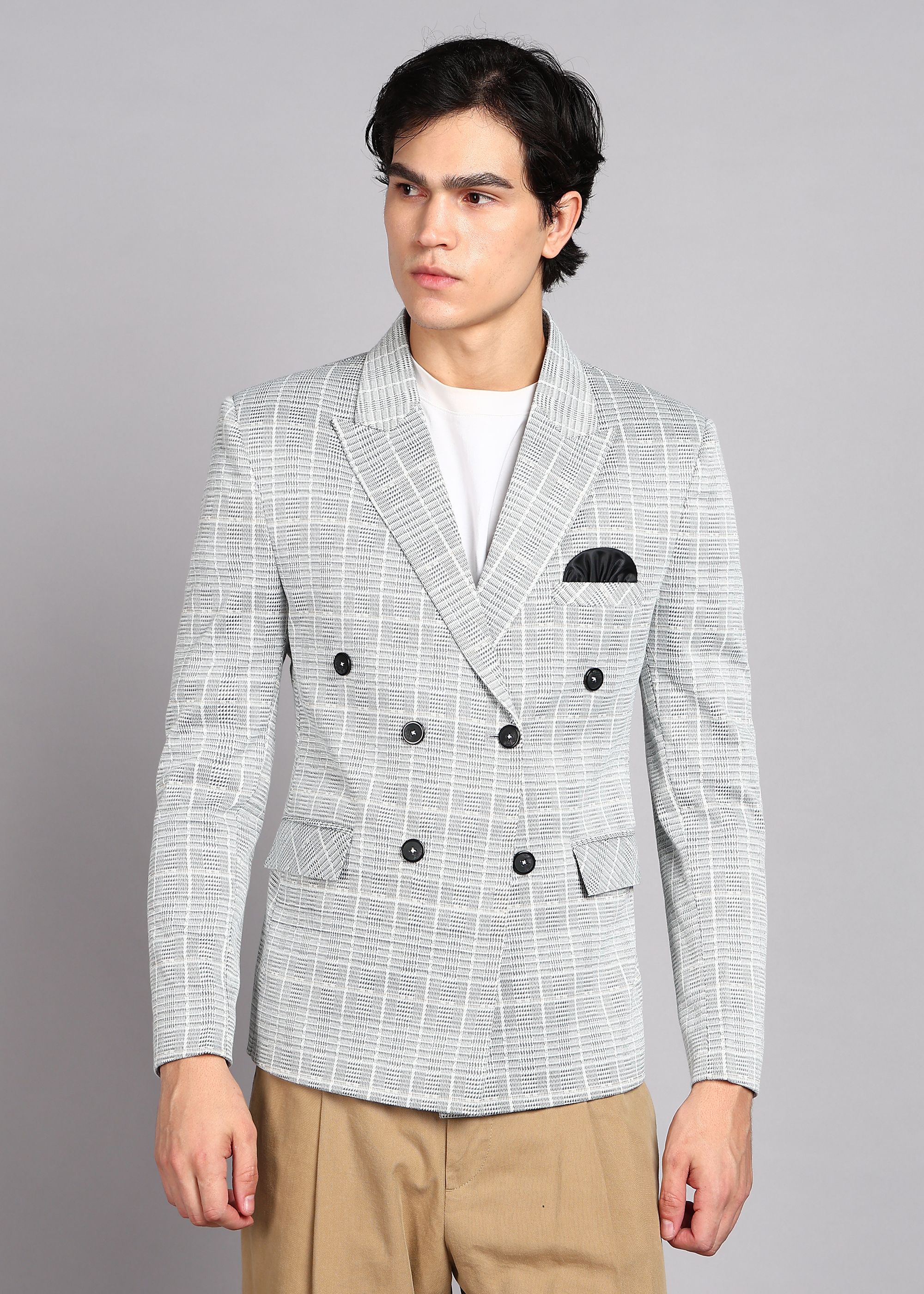 killer Men Checkered Double Breasted Casual Blazer-picture-37