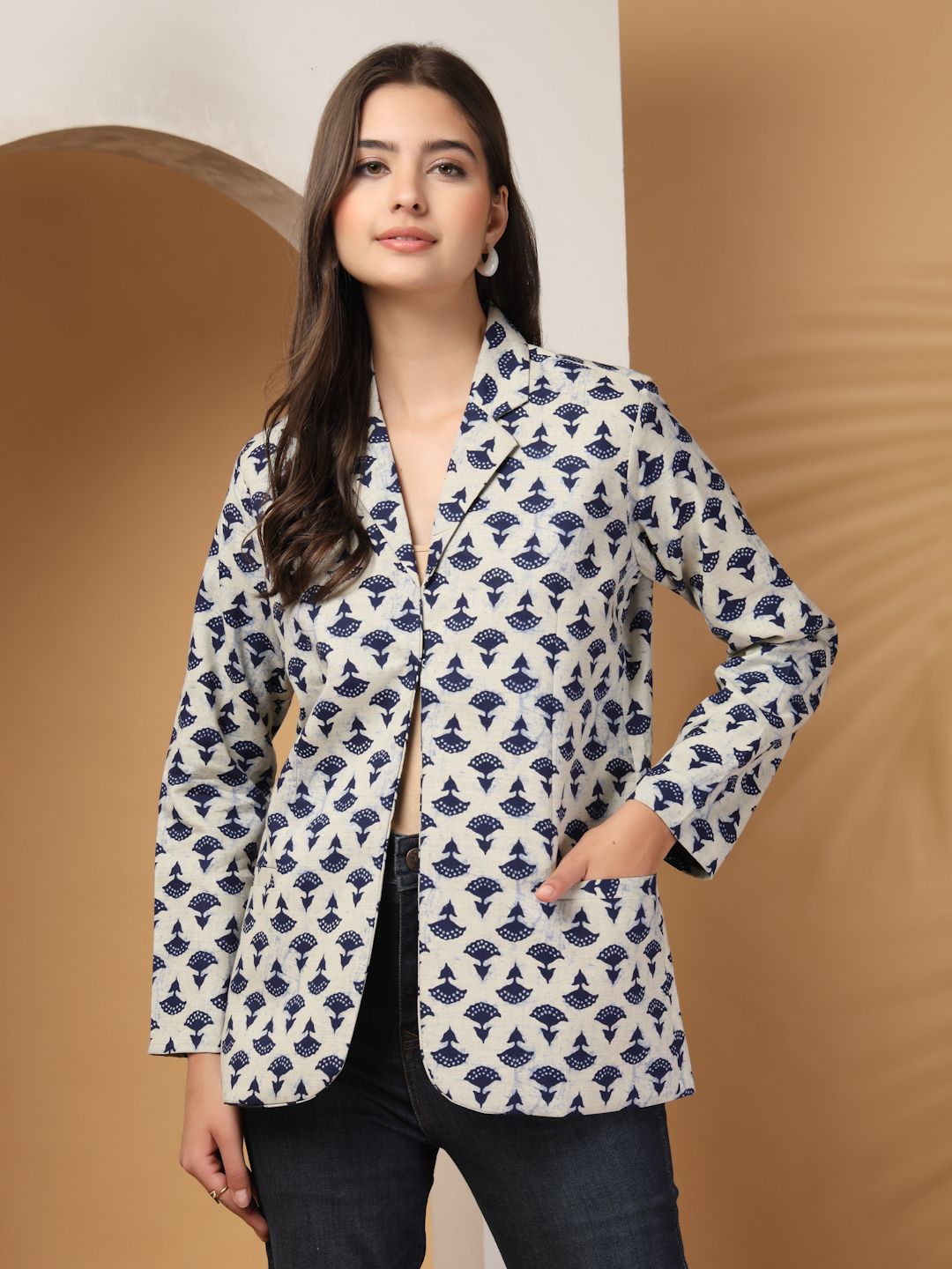 deific Women Printed Single Breasted Casual Blazer-picture-41