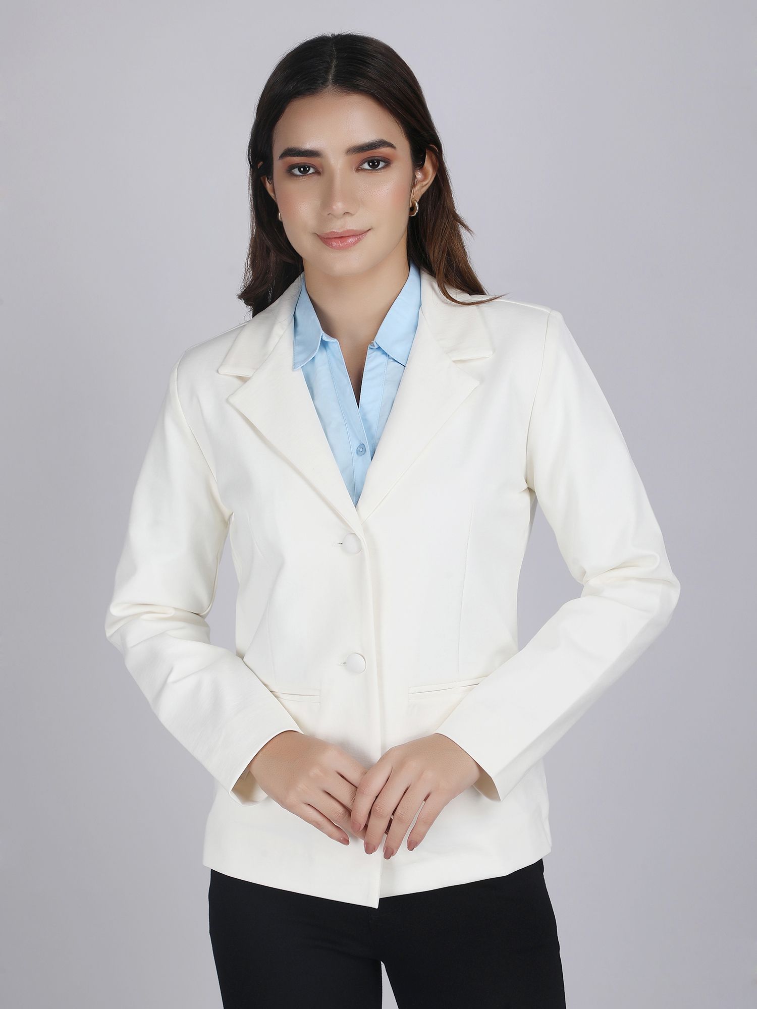 blue ronin Women Solid Single Breasted Formal Blazer-picture-13