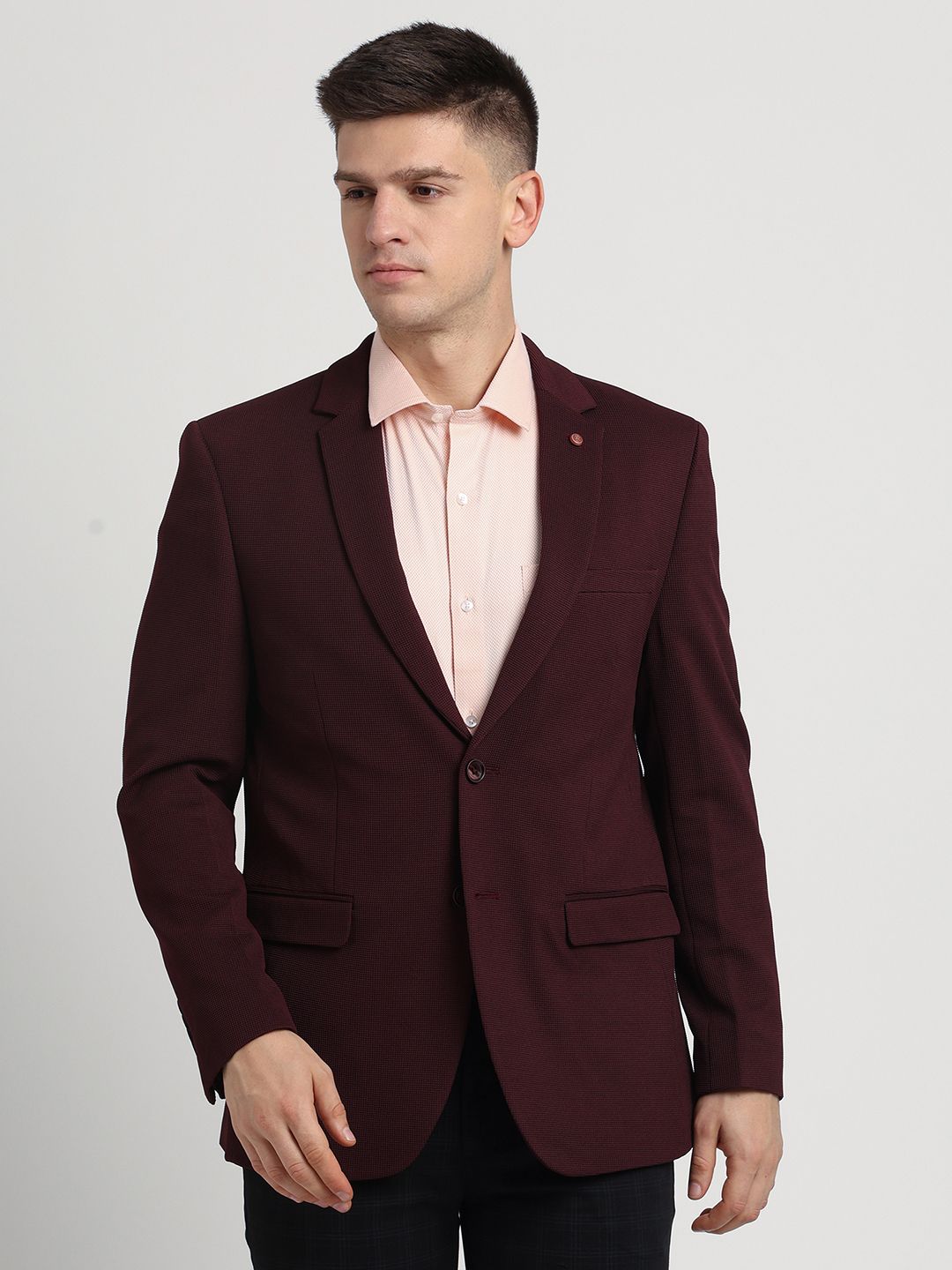 Men Self Design Single Breasted Casual Blazer-image-36