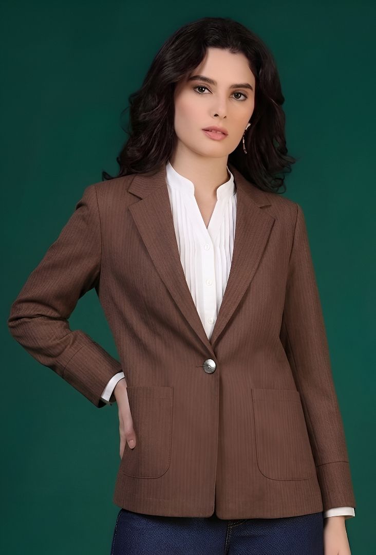 purever india Women Striped Single Breasted Casual Blazer-picture-26
