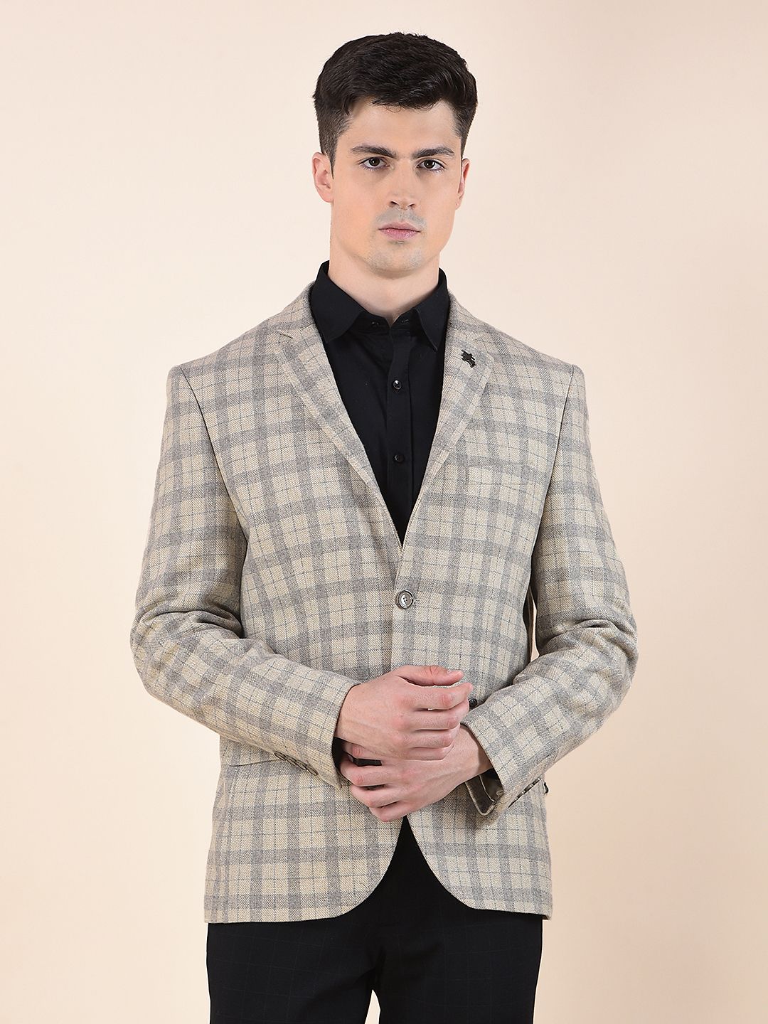 cantabil Men Checkered Single Breasted Formal Blazer-picture-35