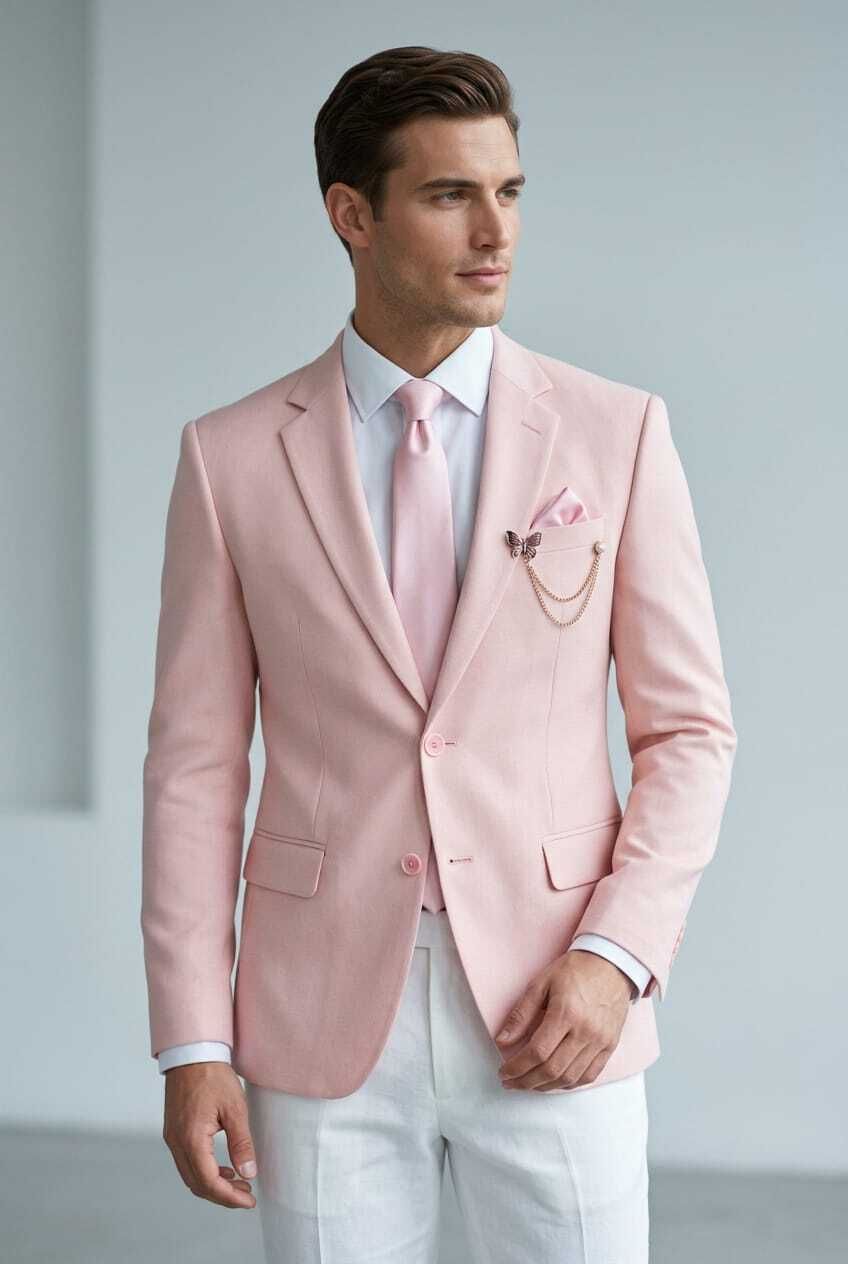 Men Solid Single Breasted Party, Festive, Formal, Wedding, Casual Blazer-image-45