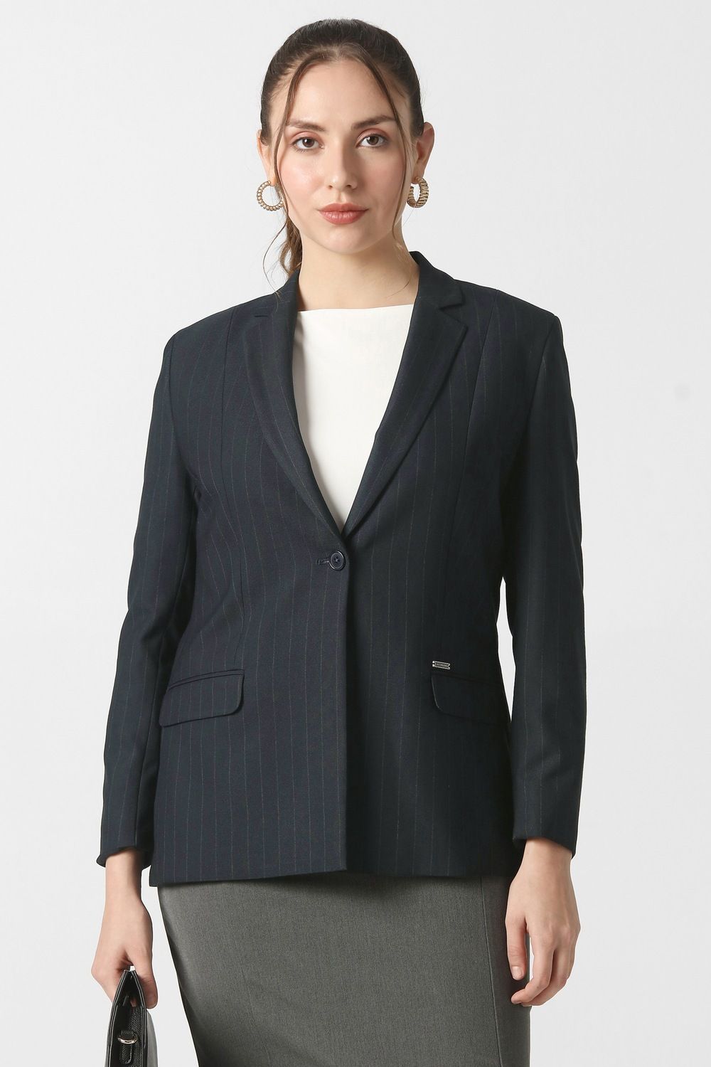 van heusen Women Striped Single Breasted Formal Blazer-picture-15