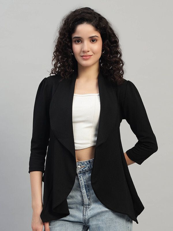 dna crafted with love Women Solid Single Breasted Casual Blazer-picture-10