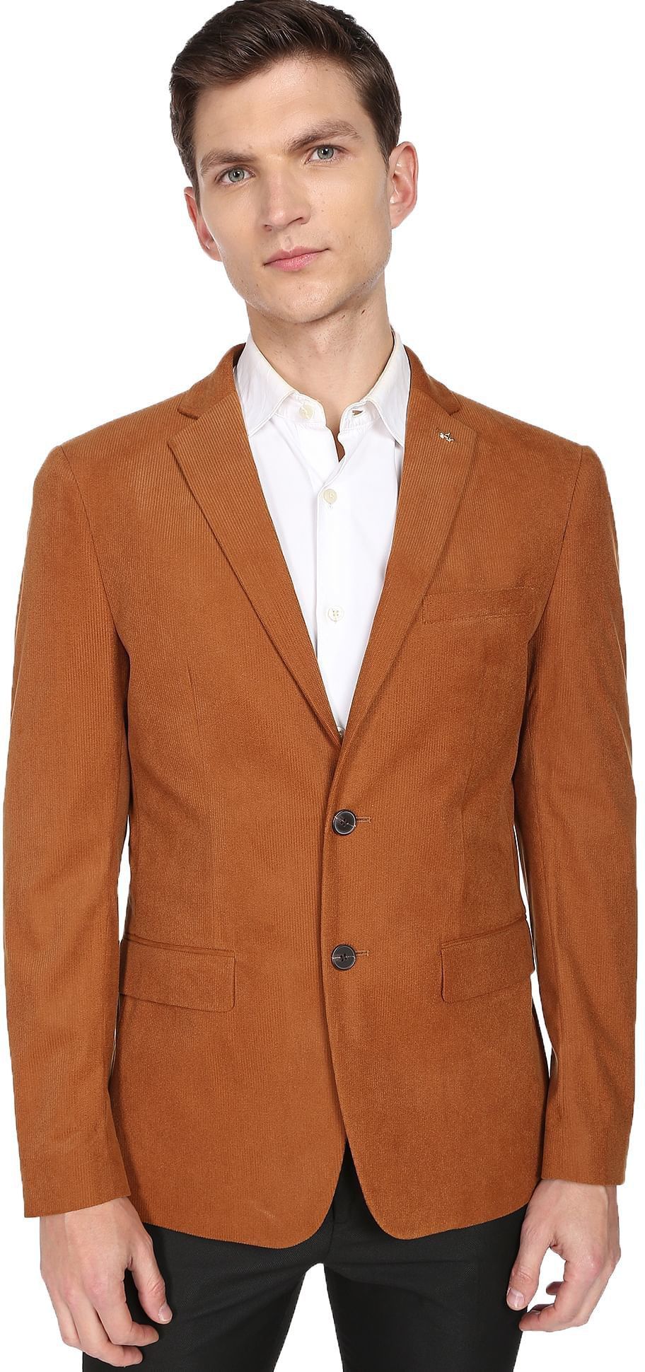 Men Striped Single Breasted Casual Blazer-image-2