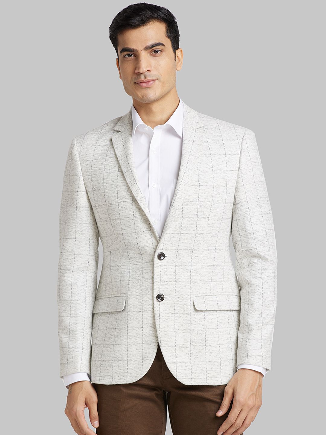 park avenue Men Checkered Single Breasted Formal Blazer-picture-24
