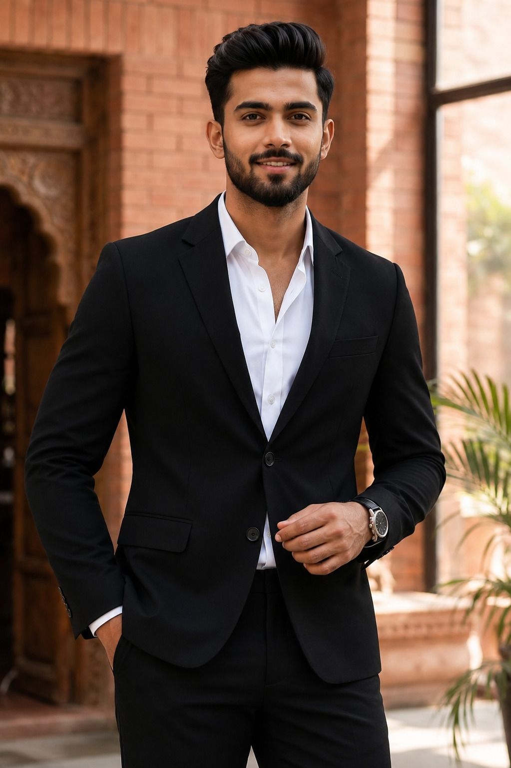tinz Men Solid Double Breasted Casual Blazer-picture-13