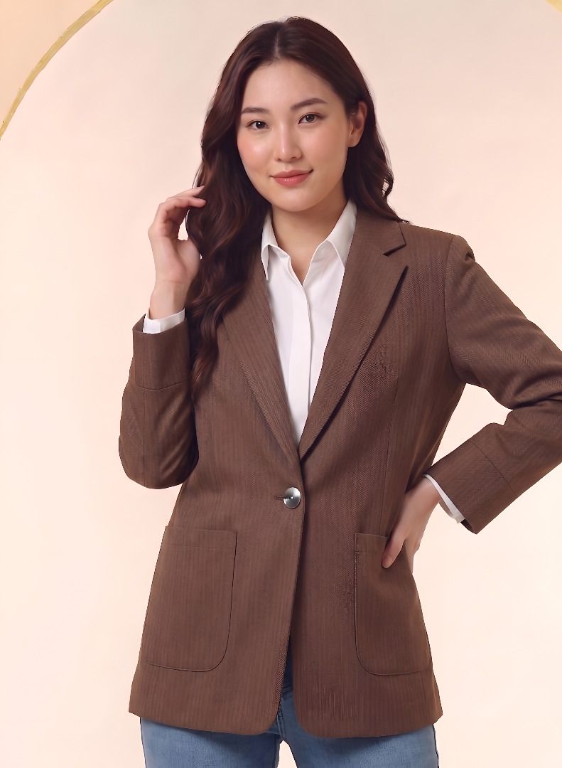 purever india Women Striped Single Breasted Casual Blazer-picture-24